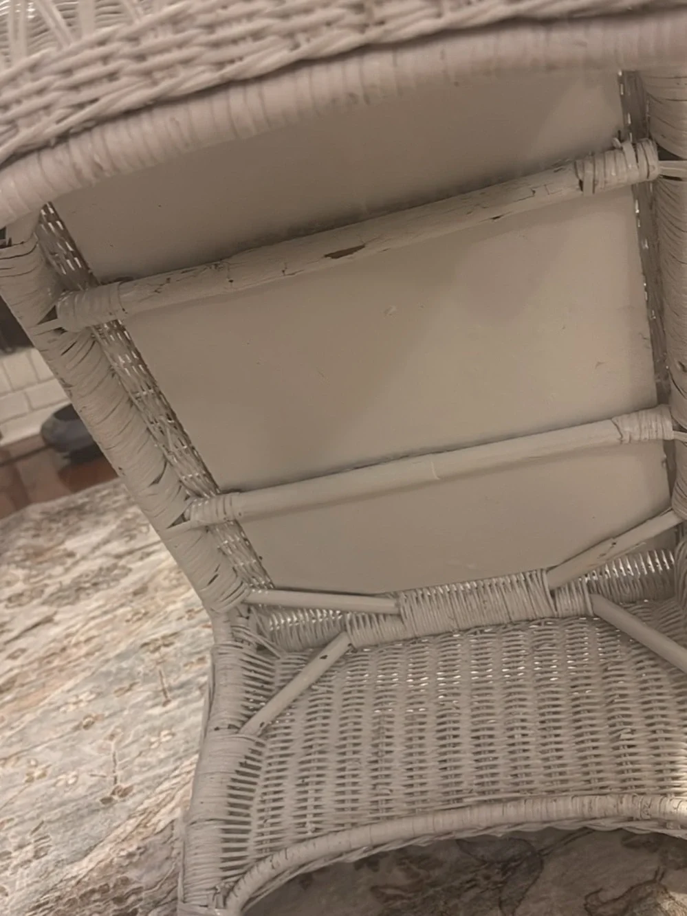 Vintage Wicker bedside tray with side pockets